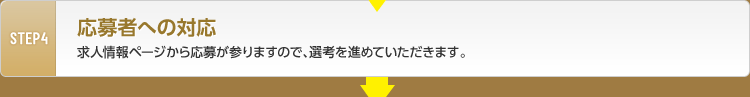 STEP4 応募者への対応 貴社の求人情報ページから応募が参りますので、選考を進めていただきます。